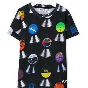 MOLO sold out everywhere slightly worn t-shirt w vinyl records for boy/girl 9-12